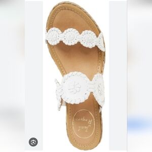 Jack Rogers Shelby Whipstitched White Espadrille Wedge Sandals Size 8